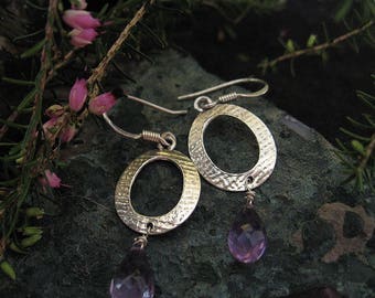 Silver Amethyst Drop Earrings