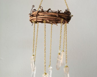 Boho Suncatcher- Rear View Mirror Charm- Tiny Chandelier- Locker Chandelier- Bohemian Wedding Decor- Office Chandelier