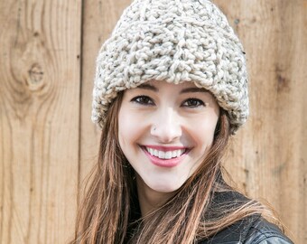 Cuffed Beanie // Knit Wool Hat // Slouchy Hat // Roll Brim Hat // THE CLASSIC CUFF shown in Oatmeal