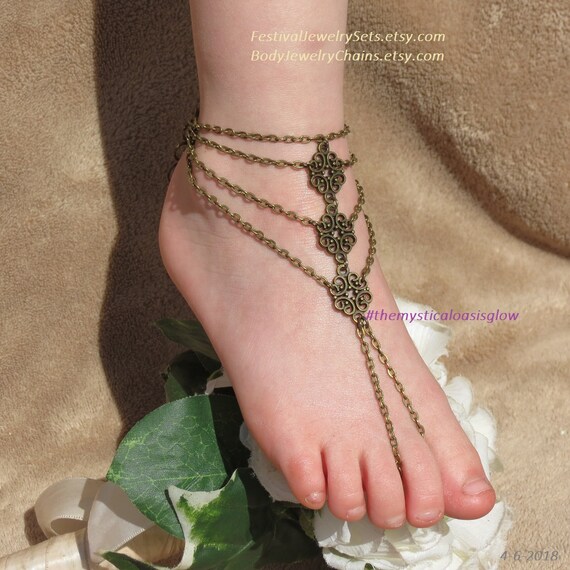 Barefoot Jewelry Beach Chain Toe Ring Gypsy Sandals Beach Wedding