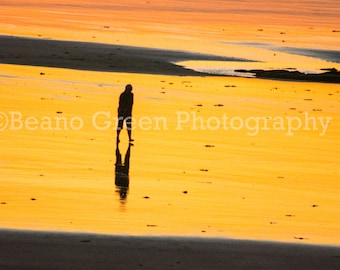 Sunset at Westward Ho! with silhouette