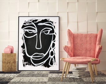 Minimalist Art, Minimalist Poster, Black and White Art, Art Print, GIclee Print, Line Drawing, Contour Drawing, Female Art, Modern Art
