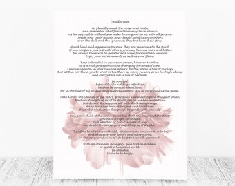 Desiderata Print, Max Ehrmann, Print Desiderata, Print, Desiderata, Poem Print, Max Ehrmann Poem, Print Poem, Desiderata Poem Gift Poem Gift