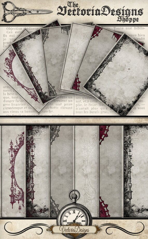 Gothic Stationery writing paper 8.5 x 11 vintage printables