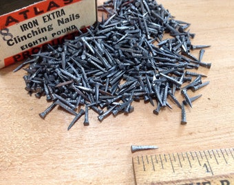 Vintage Atlas Clinching Nails, Salvaged Hardware, Woodworking Nails, New Old Stock - In Original Box