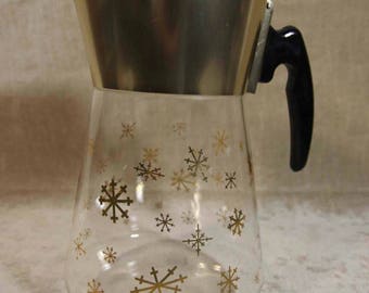 Douglas Glass Atomic Star Gold Snowflake Coffee Carafe