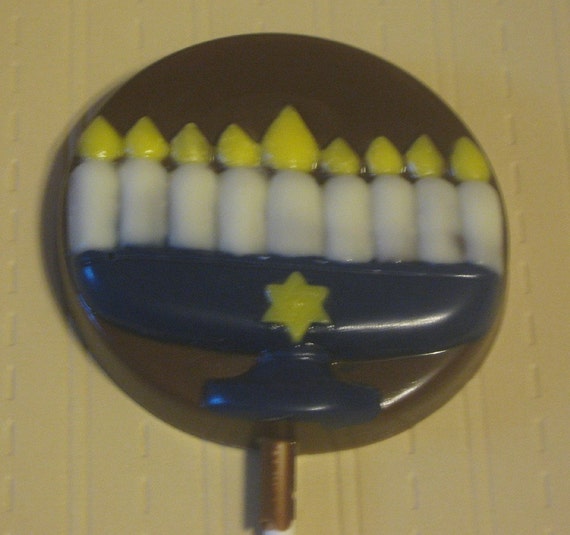 One dozen Menorah lollipop suckers Hanukkah Chanukah party favors gifts holiday favors