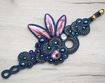 Green soutache bracelet. Unique handmade soutache jewelry.