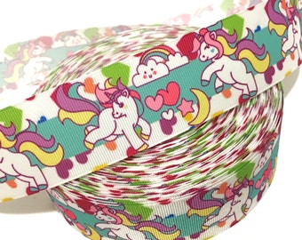 1.5" Unicorn Ribbon, Unicorn Party Ribbon, Unicorn Grosgrain Ribbon, Unicorn Decor Ribbon, Fantasy ribbon, 38mm ribbon, 25mm ribbon