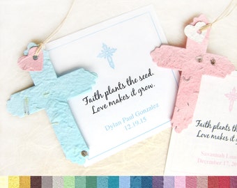 30 Seed Cross Baptism Favors - Plantable Seed Paper Crosses First Communion Favors - Christening Favors - Faith Plants Seed