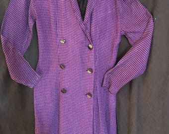 Purple Checked/Cotton Flannelette Coat Dress/ by Moda Size 6