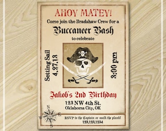 Pirate Party - Pirate Invitation - Birthday Invitation - Printable Party