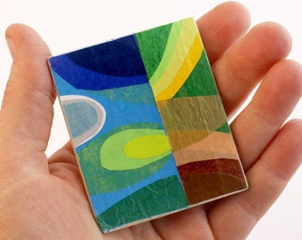 Original Miniature Artwork for the Modern Home - Green Glows