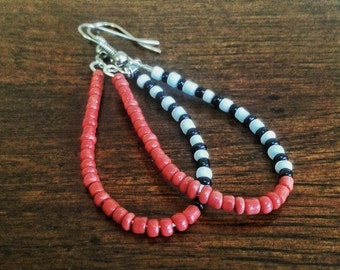 Red, White and Black Hoop Earrings