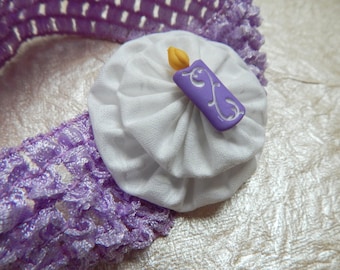 Lavender Birthday Candle Crochet Children's Yo Yo Headband