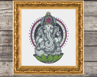 Hindu God Ganesh Cross Stitch PDF Pattern