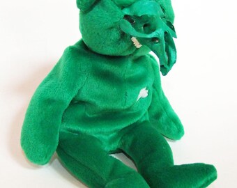 Green Skull Teddy ~ Rogue Taxidermy ~ Weird Art Doll