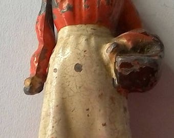Vintage English Lead Lady Moveable Arm