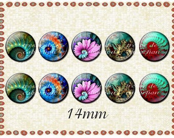 10pcs PA436 glass cabochons 14mm Spiral hand, mystery