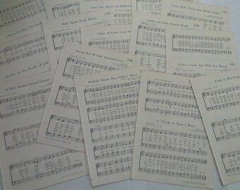 5-Vintage 1966 Hymn Book pages*set 15*junk journal*scrapbook*book pages*paper craft*prayer journal*faith journal*ephemera*vintage ephemera