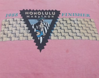 Vintage 80s hawaii honolulu marathon 1988 finisher shirt