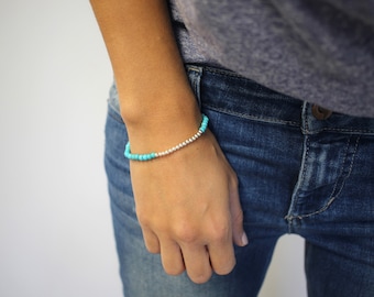 Sterling silver ball bracelet, silver layering bracelet ,Silver bracelet,Sterling silver, Mom Bracelet ,Turquoise Bracelet, Silver bracelets