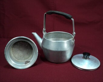 Kettle, kettle with kettle, kitchen decor, tea, antique dishes, aluminum kettle, vintage kettle, tea kettle USSR, kitchen