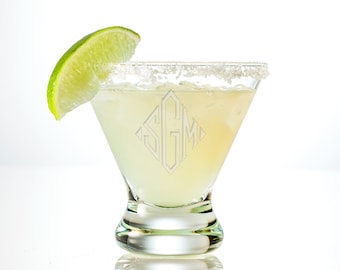Monogram Margarita Glass Personalized Margarita Glass | Custom Martini Glasses | Engraved Cocktail Glass | Wedding Gifts, Bridesmaid Gifts
