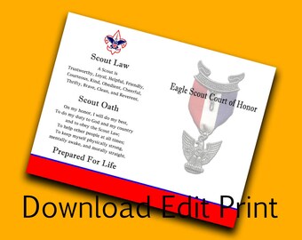 Eagle Scout Court of Honor Programs Printable Download