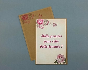 A thousand thoughts/mother of the day/party/birthday/wedding/envelope attached/made hand/stylish/elegant/shabby card
