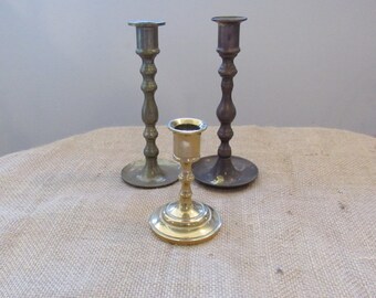 Brass Candlestick Candleholders, Brass Candleholders, Brass Home Decor, Vintage Decor, Cottage Decor, Gift