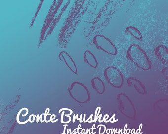 Photoshop brushes Conte Texture 10 brushes clip art brush printable digital scrapbook instant download digital art brush