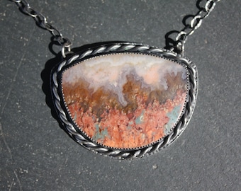 Prudent Man, Plume Agate, Sterling Silver, Pendant
