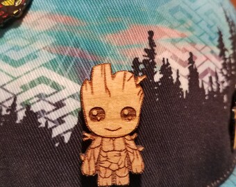 Baby Groot Hardwood Hat Pin