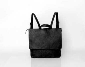 Leather Backpack Women, Laptop Backpack Bag, Messenger Backpack, Laptop Messenger Bag with Zipper, Messenger Bag, Leather Messenger Bag