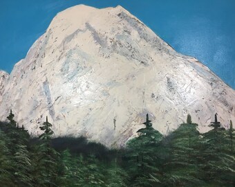The Cascade Volcanoes of Washington Watercolor Illustration Mt