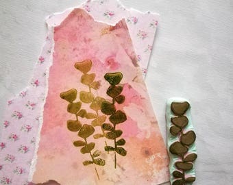 Eucalyptus rubber stamp, montessori stamp,