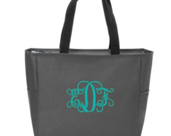 Zip Tote, Personalized Tote, Gifts for Her, Beach Bag, Shoulder Bag, Bridesmaid Gifts, Birthday Gifts, Coworker Gifts, Personalized Gift