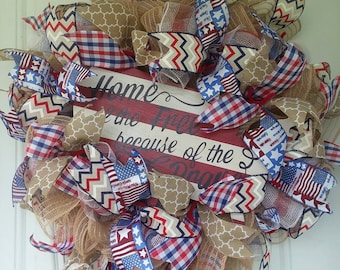 4th of July wreath - Patriotic wreath - July 4th Wreath - American Wreath - Summer Wreath - Front door Wreaths