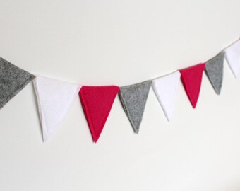 Cheerful flags line of felt pink, a party