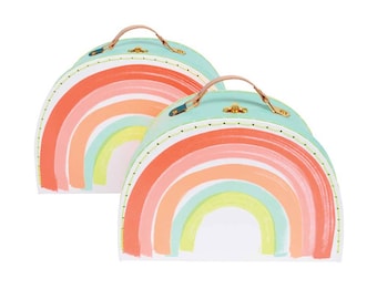 Rainbow Suitcases (2), Meri Meri Rainbow Party Decor, Nesting Play Suitcase, Doll Suitcases, Baby Shower, Pastel Rainbow Nursery Decoration