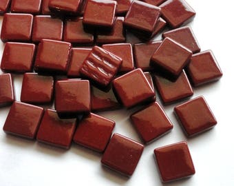 Burgundy Brown Recycled Glass Square Mosaic Tiles//Mosaic Supplies//Craft Supplies