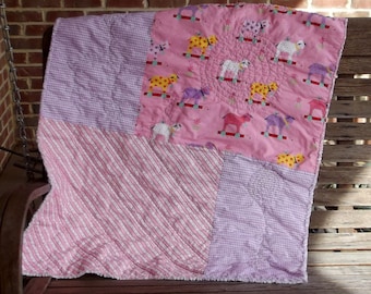 Playful and Pink Baby Girl Quilt