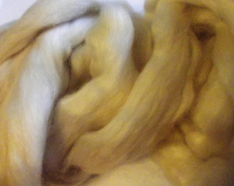 Creamy White, 50/50 Blend, BFL, Kid Mohair, Roving 8 oz
