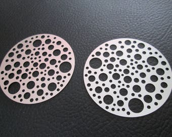 2 prints / round charms with stainless steel 40 mm holes