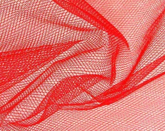 Tulle Netting Dress Fabric 140cm Wide 30 Colour Range - Grenadier Red