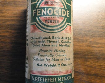 Vintage Fenocide Antiseptic Powder Advertising Tin - Very Nice!
