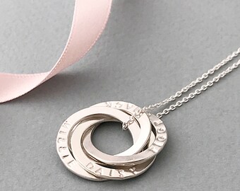 Personalised interlinked rings necklace - mothers necklace -russian rings necklace - interlocking rings necklace - interlocking circles