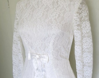 60s wedding dress with bow and lace