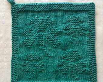 Knitted Shamrock Dishcloth/Washcloth (READY TO SHIP!)